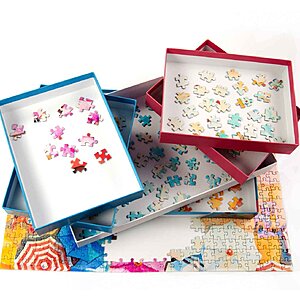 Boxtrazz - Puzzle Válogató Tálcák - 6 rejtvényválogató tálca akár 2000 darab tárolására is alkalmas, kirakós kiegészítők, puzzle tálcák Boxtrazz - Puzzle Válogató Tálcák - 6 x Darabos